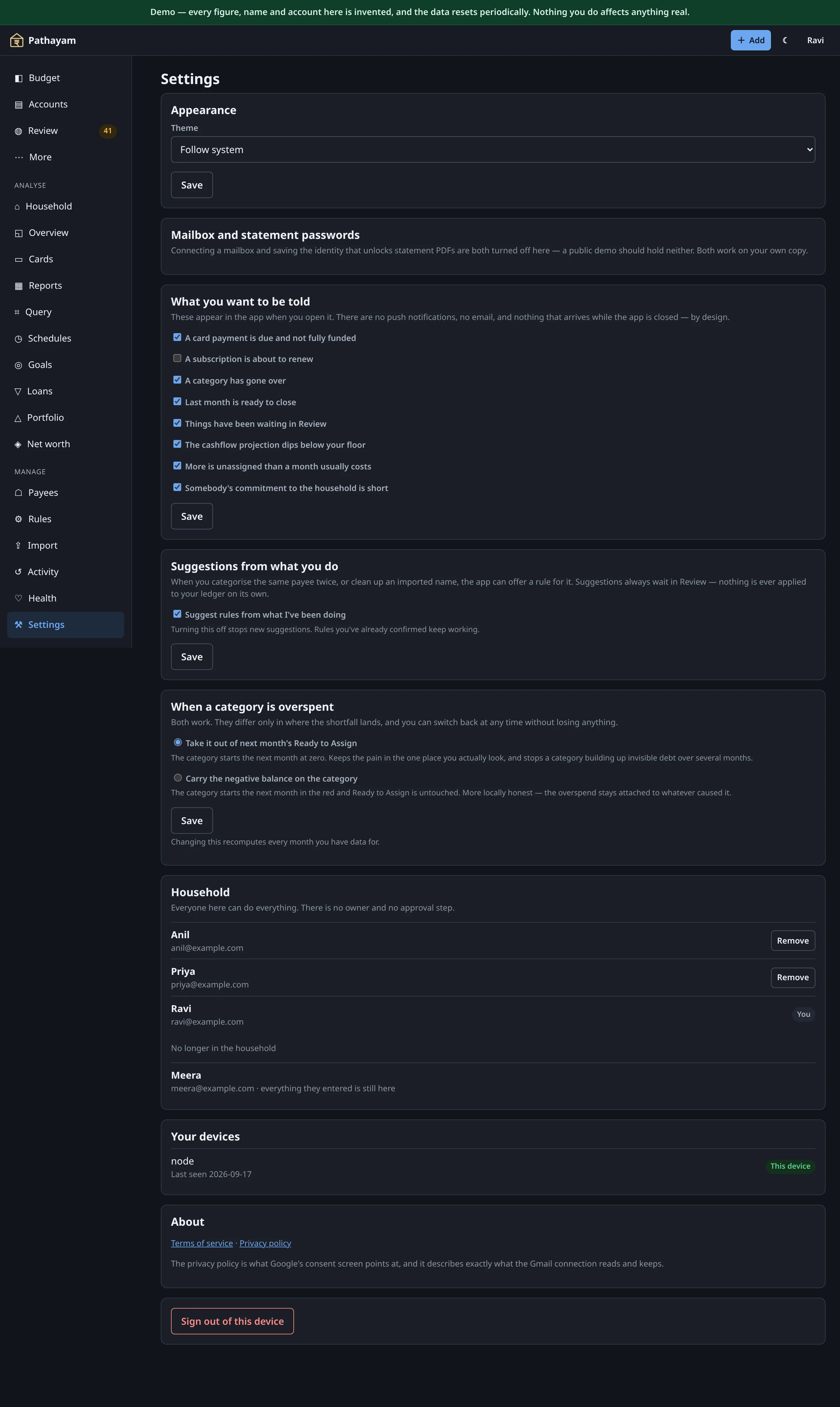 Settings — members, identity, connections, tokens.